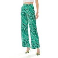 Abstract Print Trousers in Green