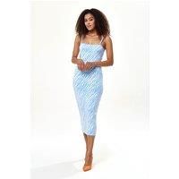 Knitted Dress in Blue and White Zebra Pattern