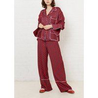 House of Holland Women's Red & Navy Stripe Pyjama Style Trousers | Size: 6