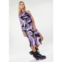 Swirl Print Dress In Purple