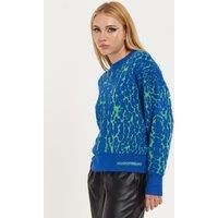 Jacquard Duo Jumper Dress in Blue & Green