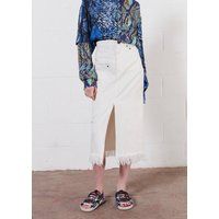 House of Holland Women's White Denim Midi Skirt | Size: Small