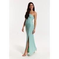 Green Lurex One Shoulder Maxi Dress