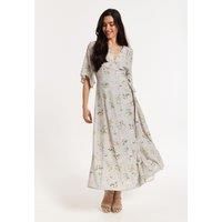 Floral Print Kimono Wrap Maxi Dress