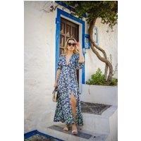 NAVY FLORAL PRINT MAXI DRESS