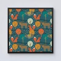 Warren Reed - Designer Wild Nightlife Framed Canvas in Black | Size: W16" x H16"