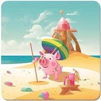 Piglet On A Beach Holiday Coasters - Set of 4