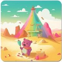 Purple Bear On A Beach Holiday Coasters - Set of 4