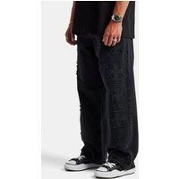 Raw Edge Applique Motif Jean - Washed Black