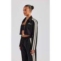 Taping Cropped Harrington Jacket - Black