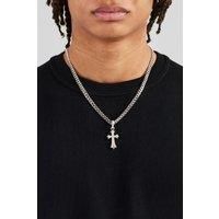 Cernucci Men's Chunky Cross Polished Cuban Chain - 5mm in Metallic Silver | Size: 20 inches