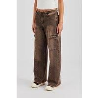 Denim Pocket Straight Leg Jean - Washed Brown