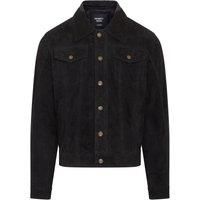 Mens Trucker Leather Jacket Goat Suede Western Denim Jeans Style Shirt