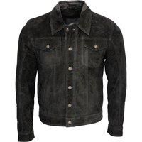 Trucker Goat Suede Leather Shirt Jeans Jacket