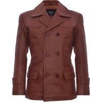 Cow Hide Dr Who Naval German Pea Coat Leather Jacket