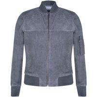 Infinity Leather Men's Suede Trucker Shirt Denim Leather Jacket in Grey | Size: XL
