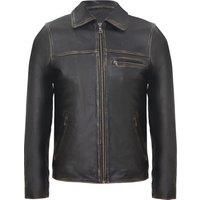 Infinity Leather Men's Cow Hide Leather Biker Jacket in Black | Size: 5XL