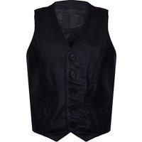 Mens Soft Black Leather Waistcoat Classic Casual Formal Traditional Gilet Vest