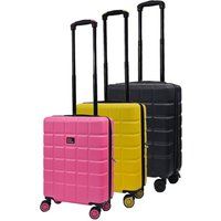 Infinity Leather Classic Hard Shell 8 Wheel Cabin Luggage Suitcase in Yellow