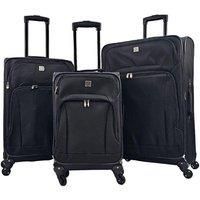 Black Lightweight Suitcases 4 Wheel Luggage Travel Cases Soft Bags Cabin Set