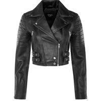 Brando Cropped Leather Jacket-Longtown