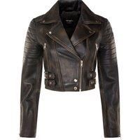 Brando Cropped Leather Jacket-Longtown