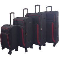 Black Soft Shell Suitcase 4 Wheel Luggage Set Travel Light Carry On Cabin Bag