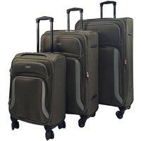 Green Soft Shell Suitcase 4 Wheel Luggage Set Travel Light Carry On Cabin Bag