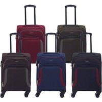 Infinity Leather Soft Shell Cabin Suitcase 55 x 40 x 20 cm Lightweight Luggage Suitable for Easyjet, Ryanair in Khaki