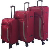 Burgundy Soft Shell Suitcase 4 Wheel Luggage Set Travel Light Carry On Cabin Bag