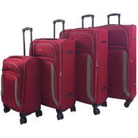 Burgundy Soft Shell Suitcase 4 Wheel Luggage Set Travel Light Carry On Cabin Bag