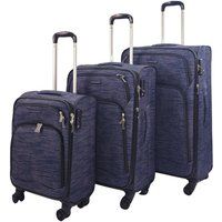 Lightweight Suitcases 8 Wheel Luggage Stripes Travel Trolley Cases Soft Bags