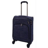 Infinity Leather Soft Shell Cabin Suitcase 55 x 37 x 20 cm Lightweight Luggage Suitable for Easyjet, Ryanair in Dark Navy