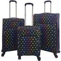 Lightweight Suitcases 8 Wheel Luggage Dots Travel Trolley Cases Soft Bags Set