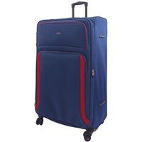 Blue Soft Shell Suitcase 4 Wheel Luggage Set Travel Light Carry On Cabin Bag