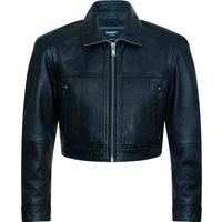 Ladies Cropped Biker Leather Jacket Classic Style Black Women's Jacket
