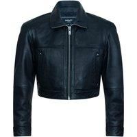 Ladies Cropped Biker Leather Jacket Classic Style Black Women's Jacket