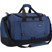 Infinity Leather Large Duffel Weekend Holdall Carry-On Cabin Bag Gym Sports Travel Bag in Navy