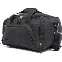 Infinity Leather Holdall Carry On 40x 20 x25cm Under-seat Travel Duffel Bag for Ryanair, Easy Jet in Black