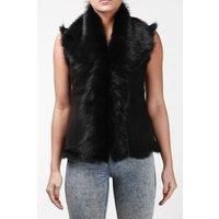 Infinity Leather Women's Toscana Sheepskin Short Gilet-Seaham in Black | Size: 14