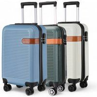Infinity Leather Hard Shell Cabin 36 x 22 x 56 cm ABS Suitcase Suitable for Easyjet, Ryanair, Wizzair in Cream