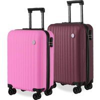 Infinity Leather Hard Shell Cabin Suitcase 36 x 22 x 56 cm Luggage Suitable for Easyjet, Ryanair, Wizzair in Burgundy