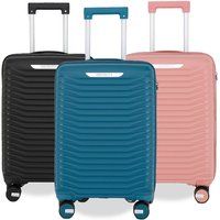 Infinity Leather Robust Hard Shell Cabin Suitcase 36 x 24 x 55 cm TSA Luggage Suitable for Easyjet, Ryanair, Wizzair in Blue