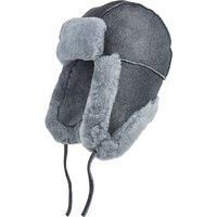 Mens Grey RAF Aviator Suede Sheepskin  Hat Winter Warm Leather Navigator Hat