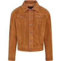 Mens Goat Suede Jeans Jacket Trucker Casual Denim Leather Shirt