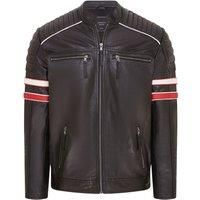Infinity Leather Men's Quilted Leather Biker Racing Jacket- Brevik in Black | Size: 5XL