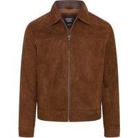 Mens Brown Retro Brown 100% Goat Suede Leather Harington Biker Jacket