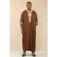 Men's Moroccan Thobe Islamic Clothing Jubba Eid Djellaba Short Sleeve Gandoura