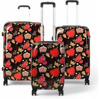 Infinity Leather Expandable Hard Shell Roses 8 Wheels Suitcase Print Luggage in Rose Gold | Size: Medium