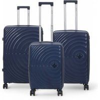 Infinity Leather Expandable Hard Shell 8 Wheels Luggage Cabin Suitcase in Navy | Size: Medium